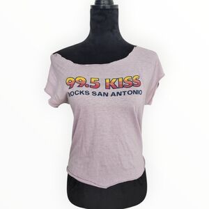 Vintage 80's San Antonio Radio 99.5 KISS Cut Off Collarless Tee